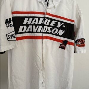 Harley-Davidson White Shirt with Black and Red Stripes
